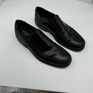 ECCO Men London Round Toe Slip on Loafer Size EU 47/US 13-13.5 Black Leather EUC